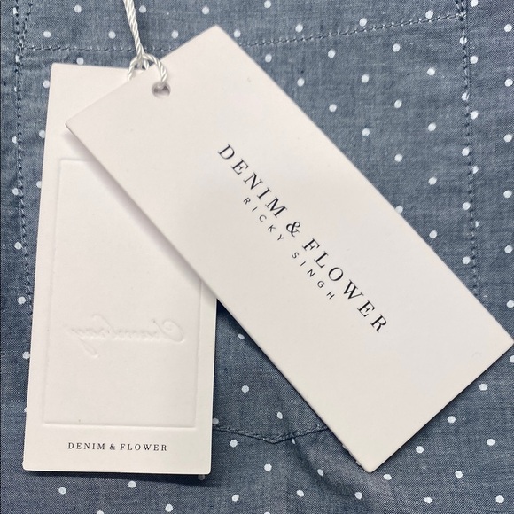 NWT Denim & Flower Blue and White Casual Button Down Chambray Shirt Men’s - Picture 12 of 13